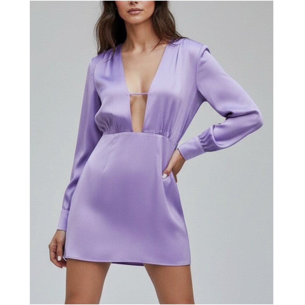 SILK MAISON Superdown Silk Blazer Dress, Lavender, Large